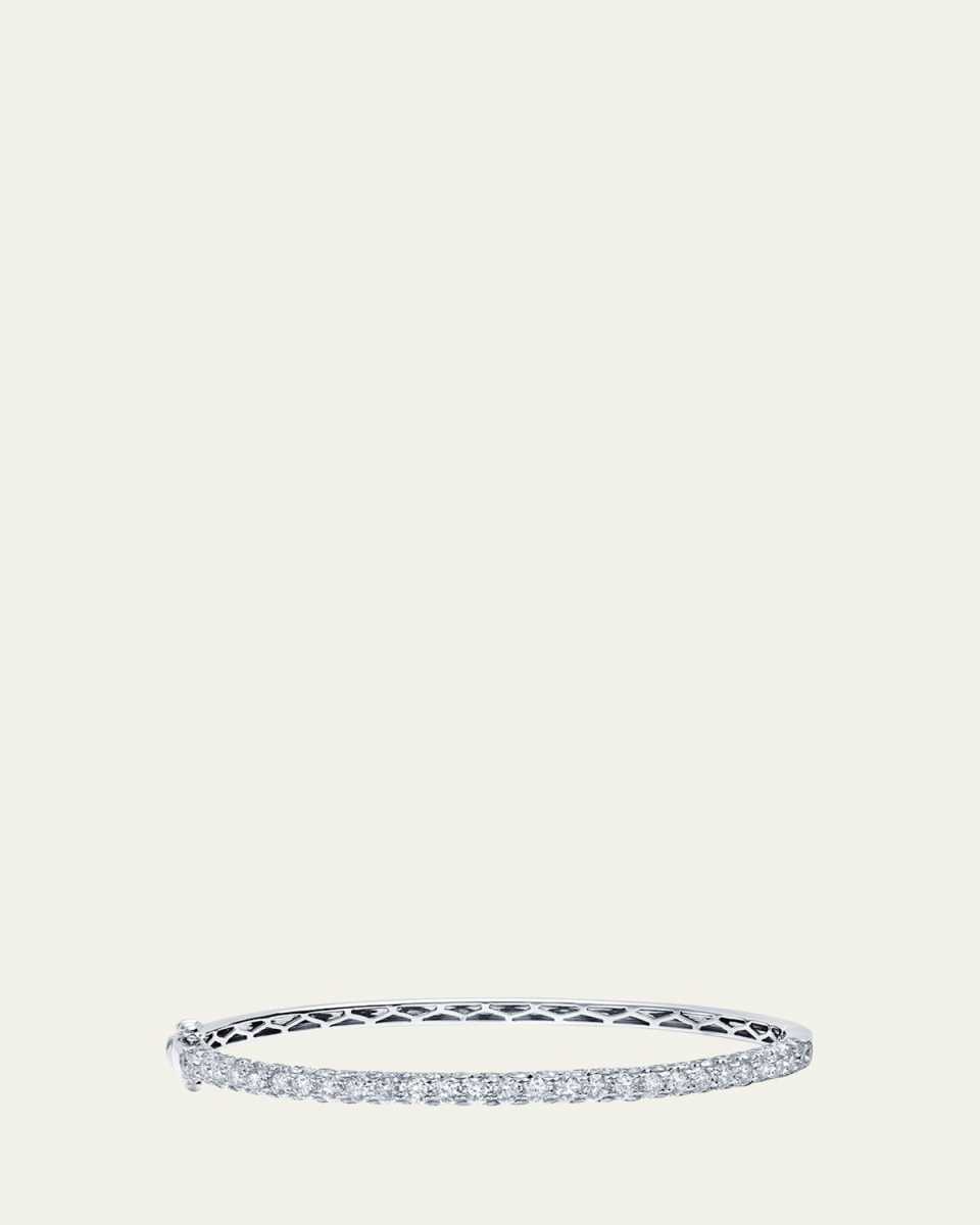 18K White Gold 3-Sided Diamond Bangle Bracelet